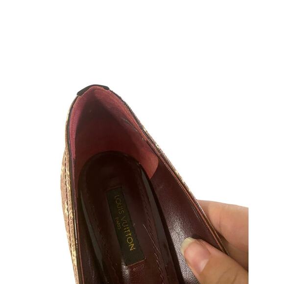LOUIS VUITTON  Monogram Idylle Canvas Peep Toe Pumps Size 38.5/8 - Picture 10 of 12